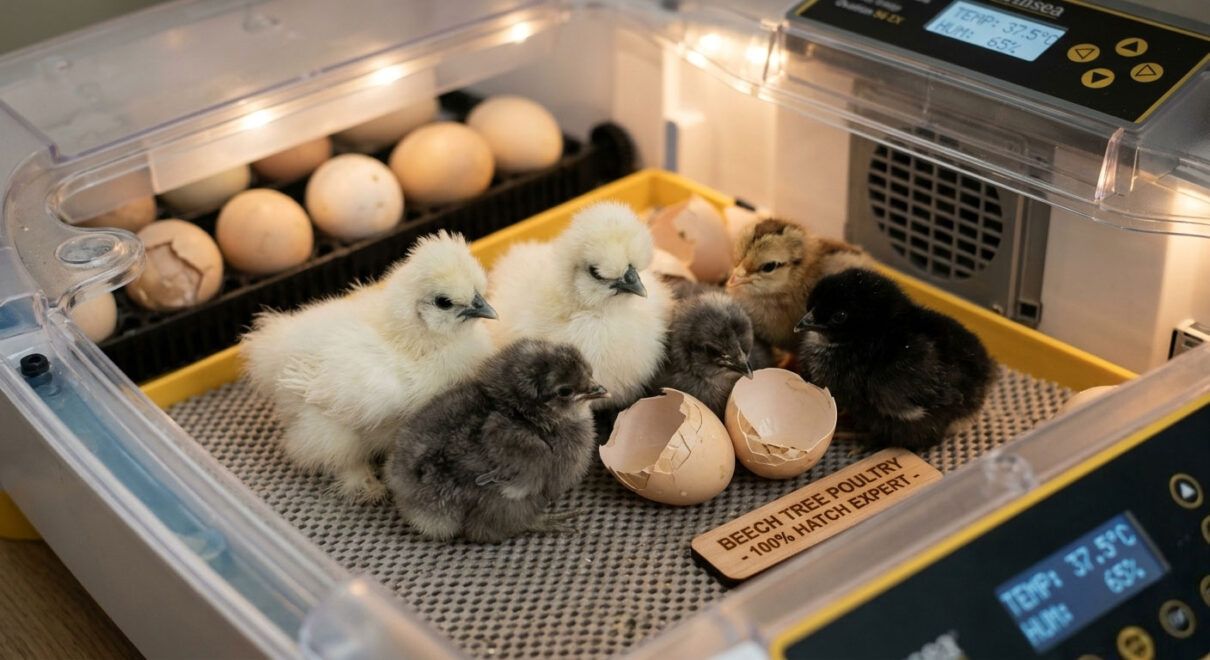 Alt Text: Chicken incubation guide UK - 100 percent hatch rate tips from Beech Tree Poultry.